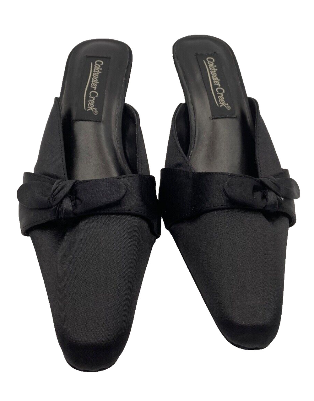 Coldwater Creek Faux Silk Heels Shoes Women Black Size 8.5